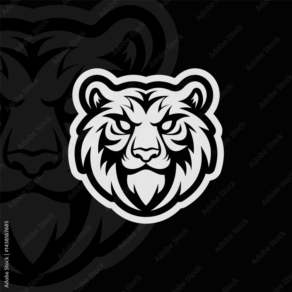 Obraz premium Tiger mascot esport illustration logo design, black white