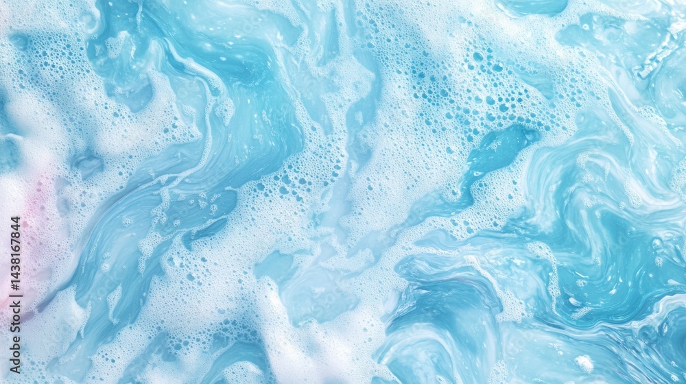 Obraz premium A captivating image featuring the dynamic motion of a blue-green ocean wave, with transparency revealing soap bubbles underneath. This surreal composition evokes a sense of calm and tranquility while