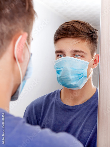 Young Man in Flu Mask