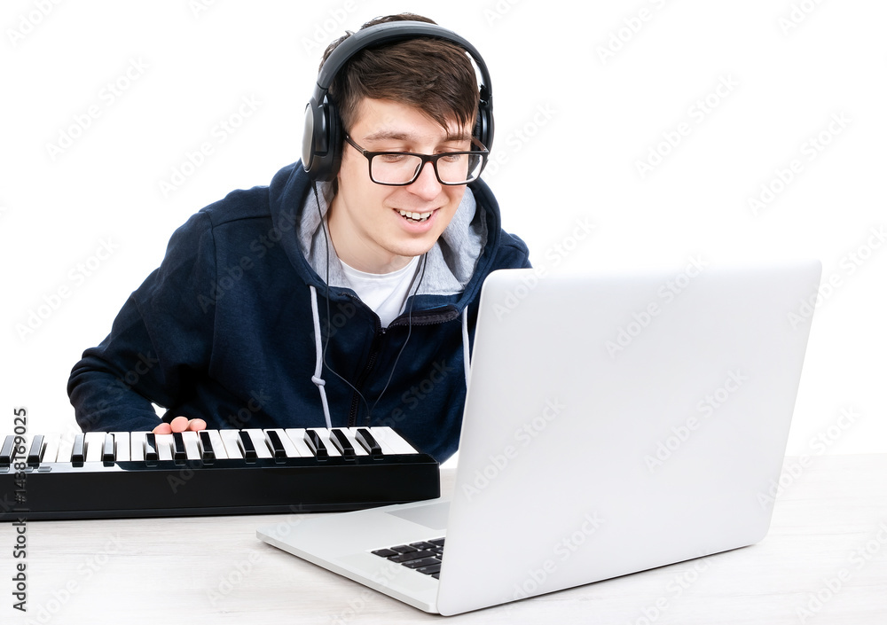 Young Man with Piano Keyboard