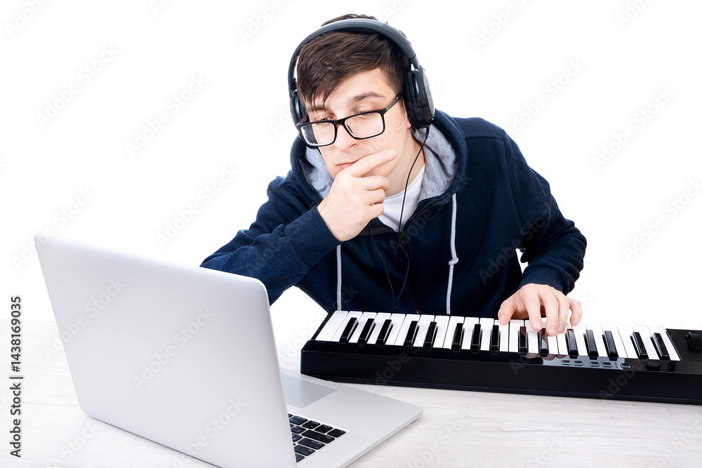 Young Man with Piano Keyboard