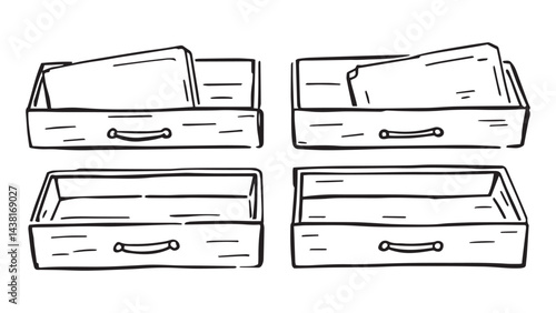 Drawer organizers set line art