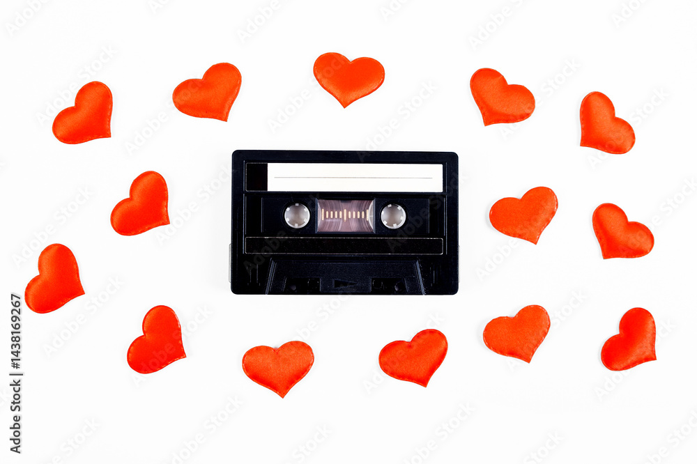 Old Audio Cassette with a Hearts