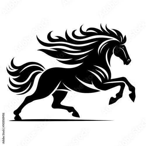 Black silhouette of a horse galloping