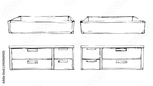 Drawer organizers set line art