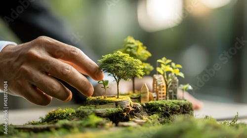 ESG environment social governance concept for finance and investment business and ethical business concepts. Green business investment strategy for sustainability. Sustainable corporation development.