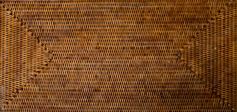 Handcraft weaving rattan basket trays. Thai tradition bamboo pattern nature textures background.