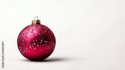 A red christmas ornament on a white background