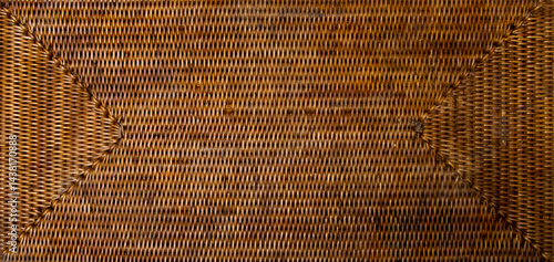 Obraz na płótnie Handcraft weaving rattan basket trays. Thai tradition bamboo pattern nature textures background. w salonie