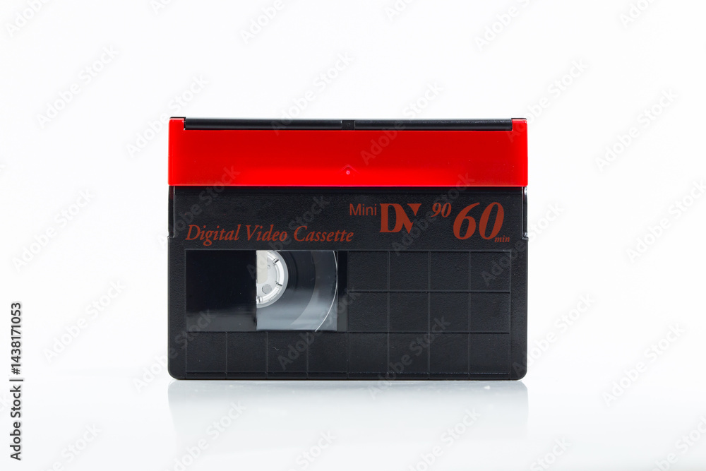 Mini DV cassette tape isolated on white background