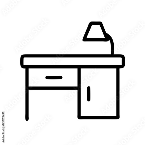 writing desk line art icon vector illustration