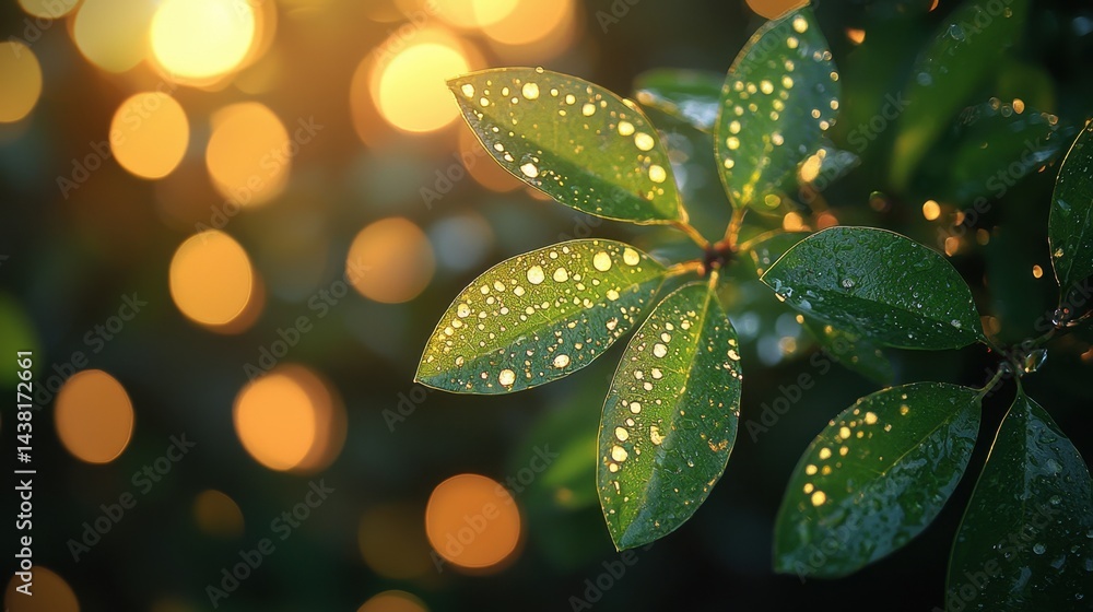 A close up of a leaf with water droplets on it A close up of a leaf with water droplets on it