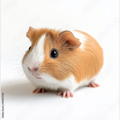 Wallpaper Mural Adorable guinea pig with fluffy fur posing against a clean white background Torontodigital.ca