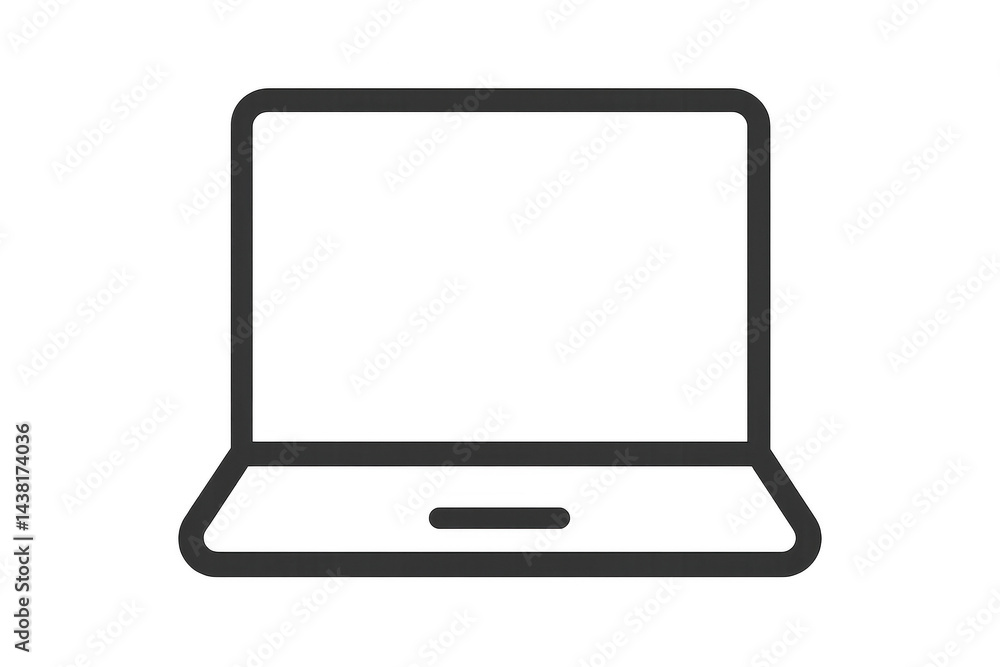 Simple outline of a laptop computer with an open screen. Simple outline of a laptop computer with an open screen.