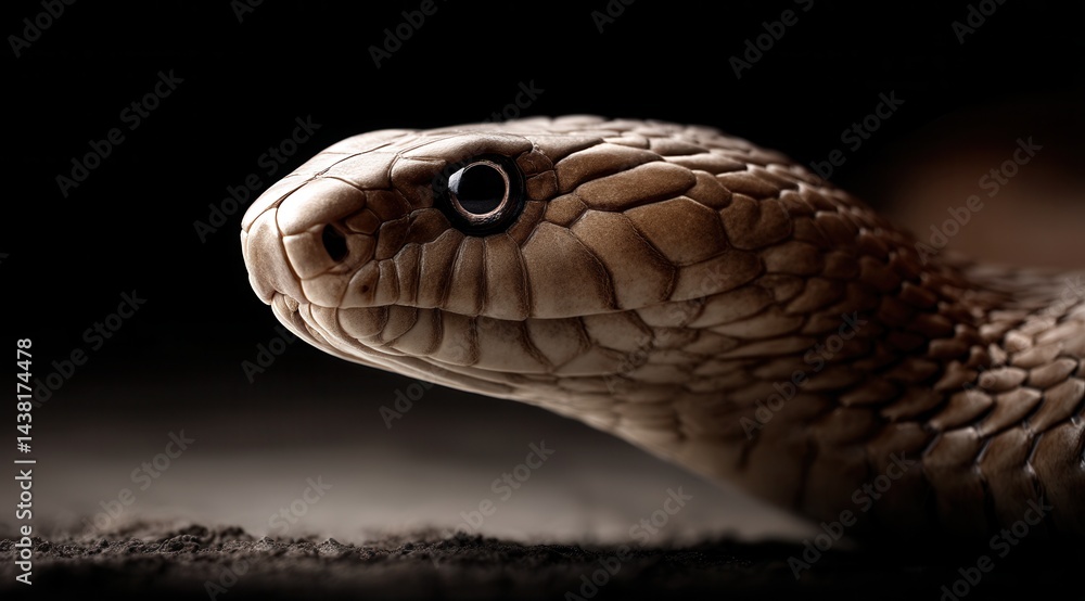 Fototapeta premium A close up of a snake's head on a black background