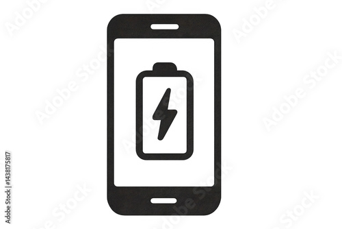 A smartphone icon displaying a charging battery symbol with a lightning bolt in the center.