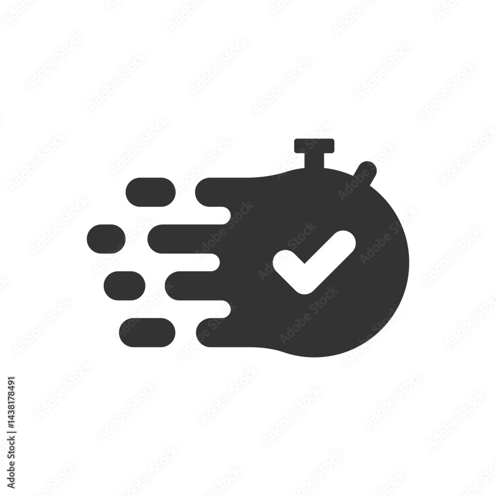 Stopwatch with a checkmark icon. symbolizing quick response, speed, efficiency, and a completed task. Suitable for deadlines, time management, and successful completion. Stopwatch with a checkmark icon. symbolizing quick response, speed, efficiency, and a completed task. Suitable for deadlines, time management, and successful completion.