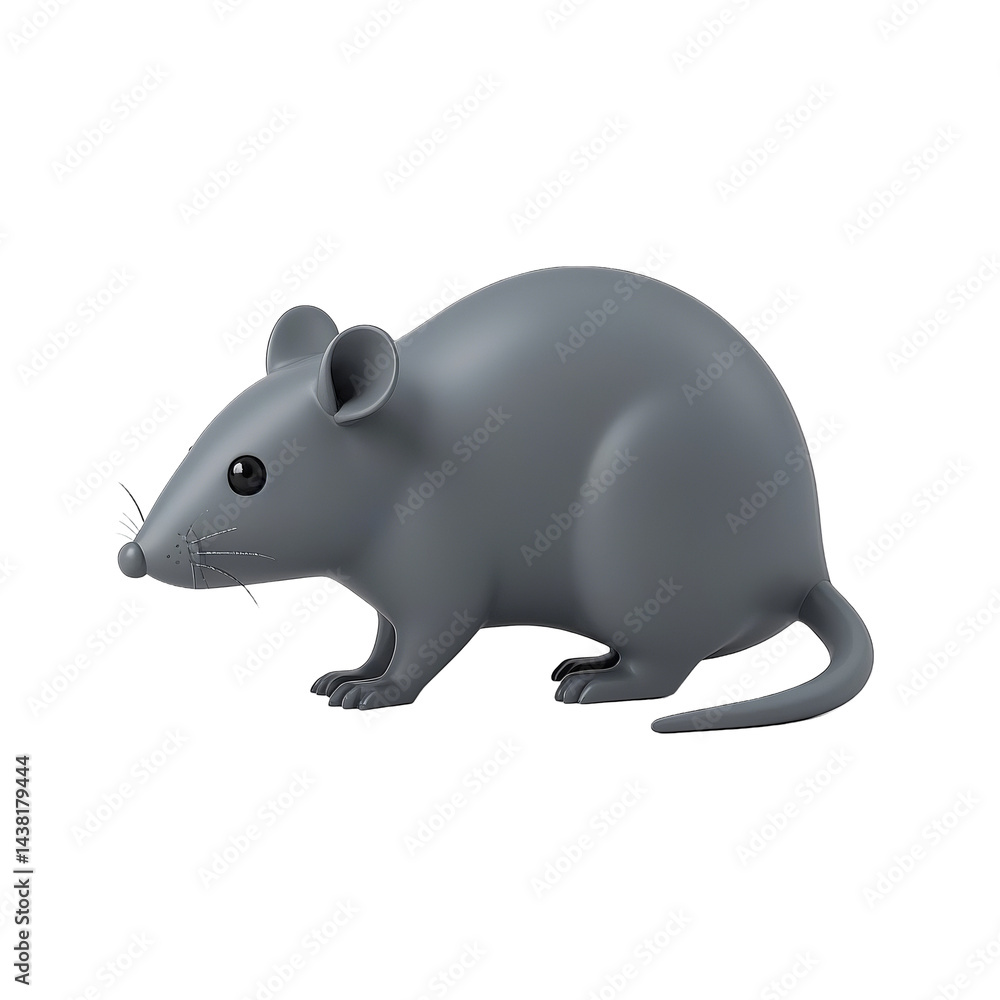 Gray mouse toy, realistic 3D render, smooth plastic texture, simple design, children's toy, PNG file isolated on transparent background Gray mouse toy, realistic 3D render, smooth plastic texture, simple design, children's toy, PNG file isolated on transparent background