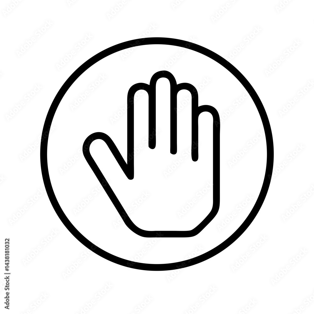 stop hand line art icon vector illustration stop hand line art icon vector illustration