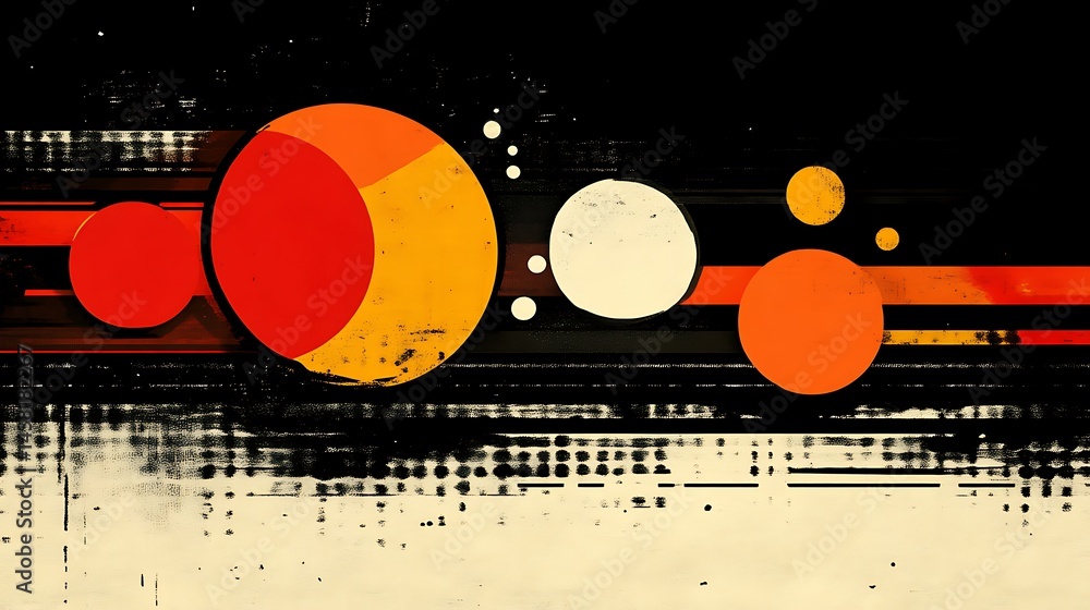 Obraz premium Abstract Orange and Black Circular Design with Stripes