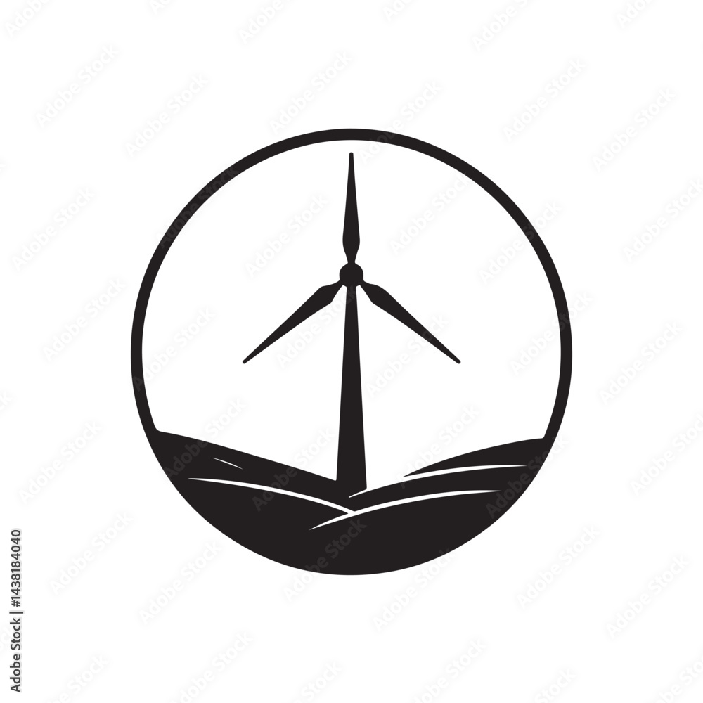 Wind Turbine Clean Minimalist Silhouette Wind Turbine Clean Minimalist Silhouette