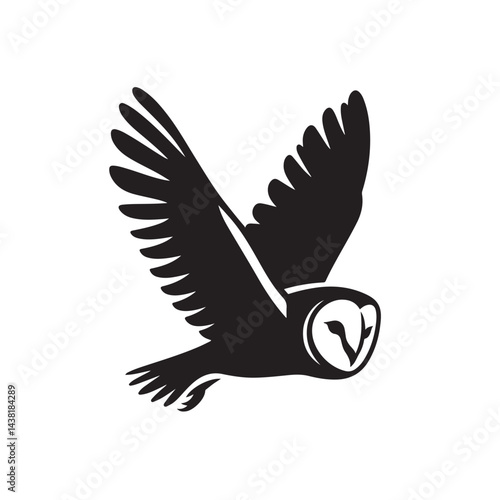Barn Owl Flying Elegant Silhouette