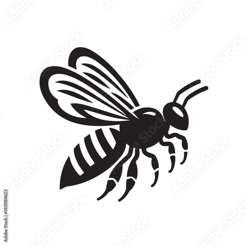 Bee Flying Clean Minimal Silhouette