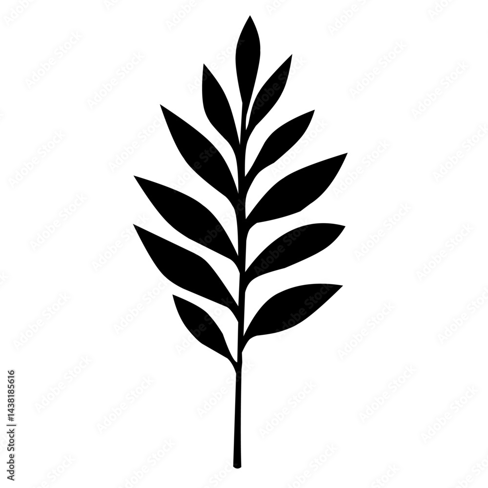Simple leaf design element silhouette