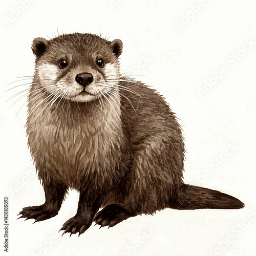 Fluid Joy: Otter’s Twirl otter isolated watercolor vector illustration svg 