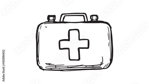 First aid kit set line art