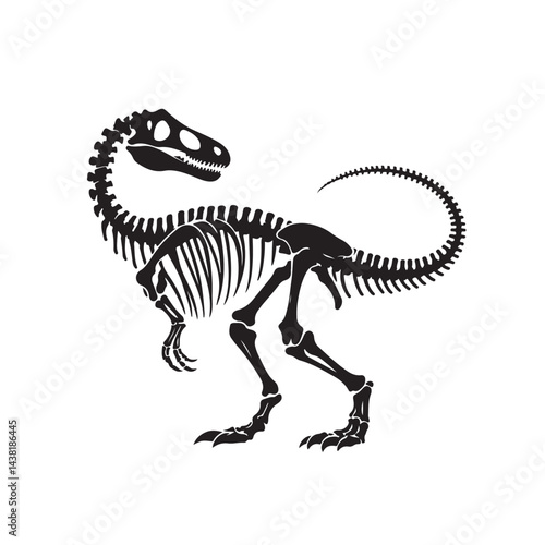 Dinosaur Skeleton Bones Minimal Silhouette