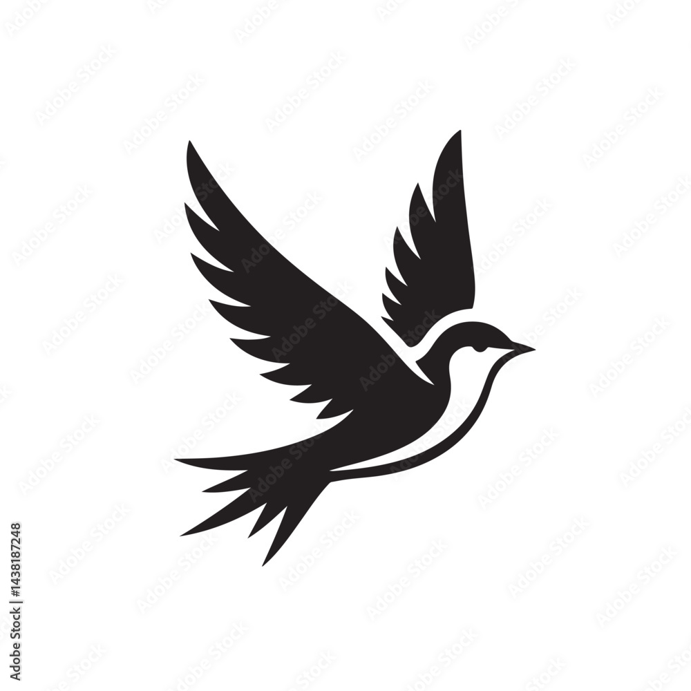 Flying bird silhouette minimal bold design Flying bird silhouette minimal bold design