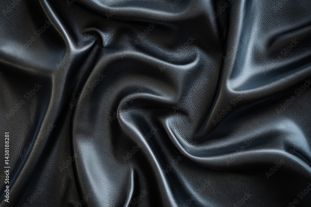 Fototapeta premium Draped black satin fabric texture