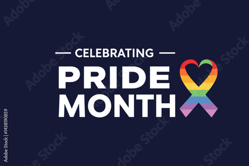 Happy Pride Month Typography with Rainbow 
 art vector  Celebration Design with black background .