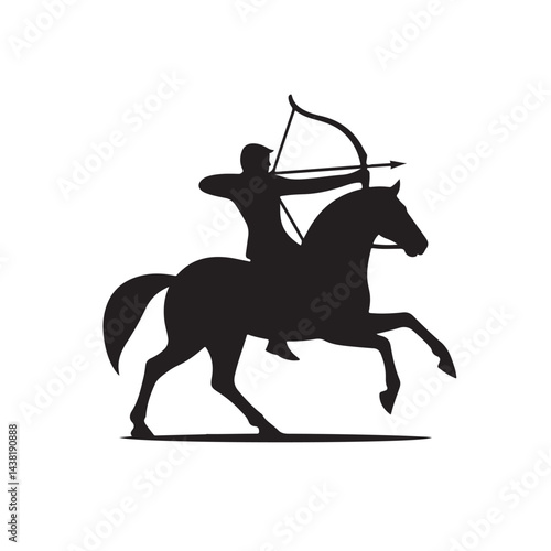 Horseback Archer Black Silhouette