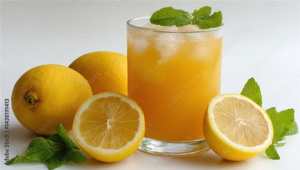 Refreshing Lemonade with Ice and Mint Refreshing Lemonade with Ice and Mint