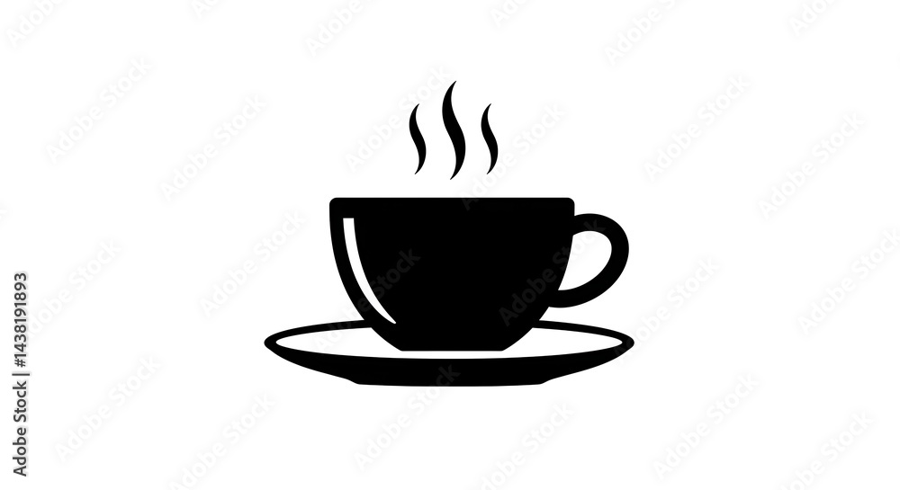 A Simple, Steaming Cup of Coffee Icon Design A Simple, Steaming Cup of Coffee Icon Design