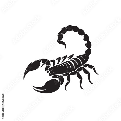 Scorpion silhouette with curled tail simple style