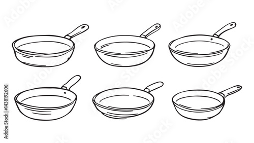 Frying pan set line art