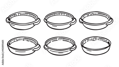 Frying pan set line art