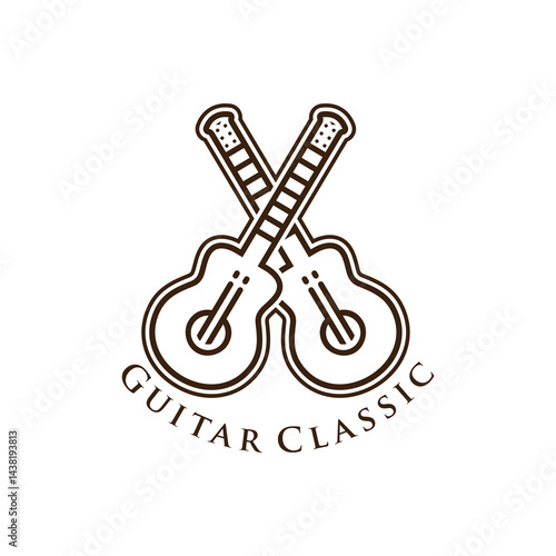 Classical guitar logo design for company brand symbol