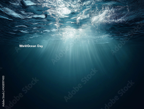 Obraz na płótnie Sunbeams filtering through ocean surface on world ocean day w salonie