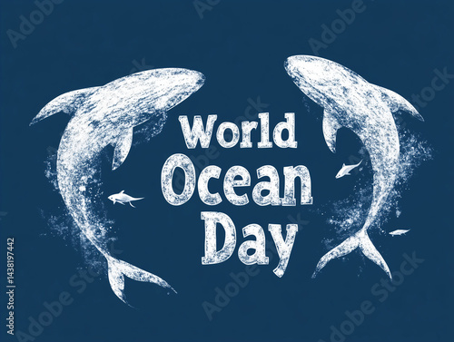 Two whales swimming celebrating world ocean day