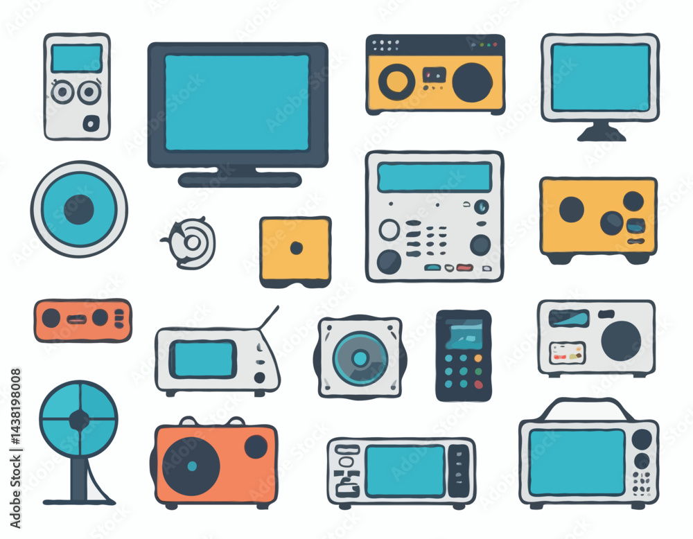 Home Electronics Vector Icon Set Home Electronics Vector Icon Set