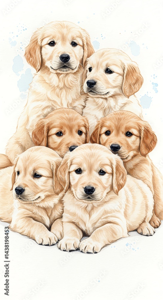 Golden Retriever Puppy Group Portrait Golden Retriever Puppy Group Portrait