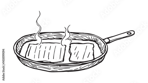 Grill pan set line art
