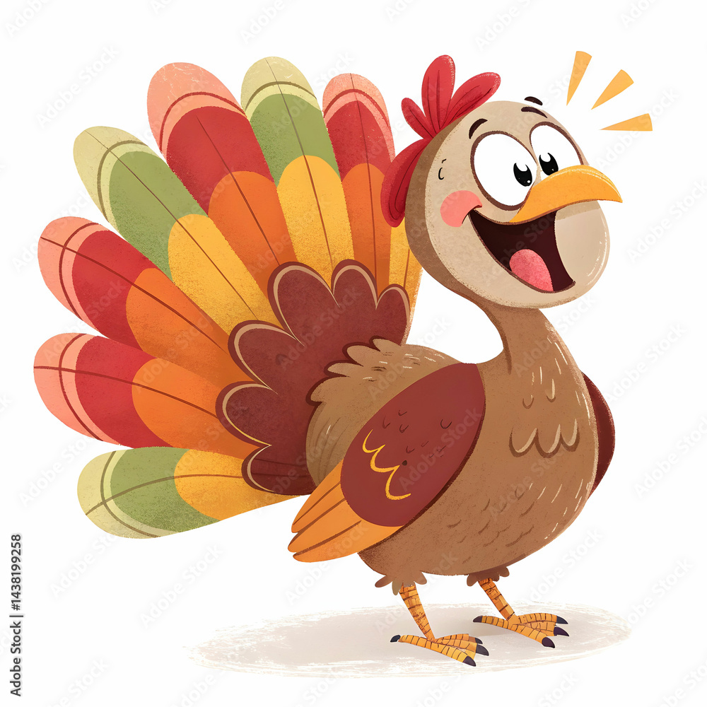 Naklejka premium cartoon smiling a turkey bird isolated on white background