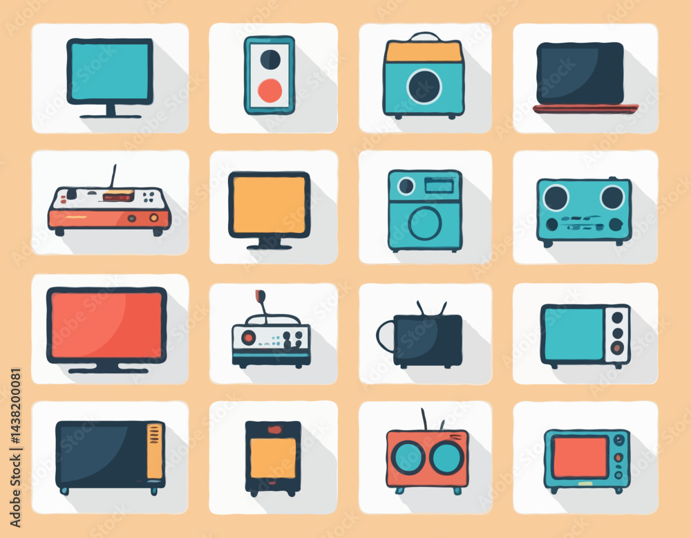 Home Electronics Vector Icon Set Home Electronics Vector Icon Set