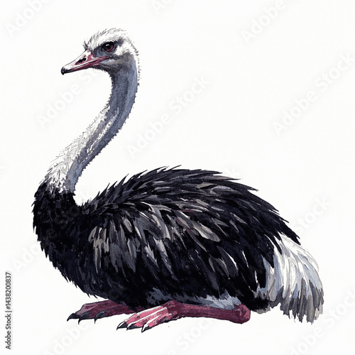 Washed Wilderness: ostrich elegance ostrich isolated watercolor vector illustration svg 