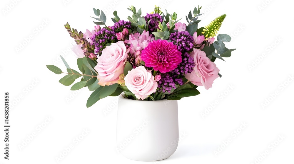 Fototapeta premium Elegant Floral Bouquet in Pristine White Vase Creating Cozy Ambience